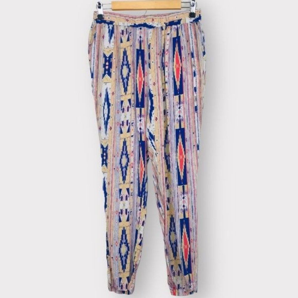 VERO MODA Boho Southwestern Pants Easy Fit Loose Women’s Medium Multicolor Light